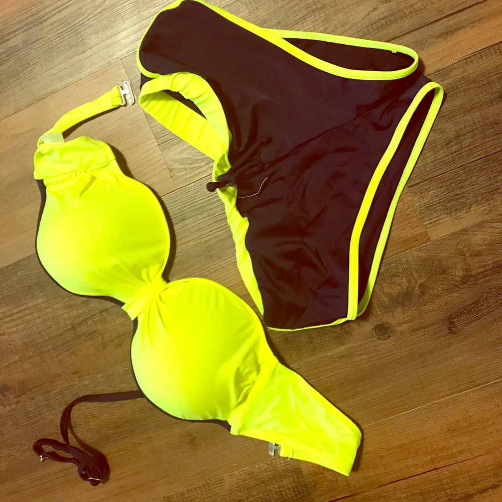 Electric yellow and navy swim